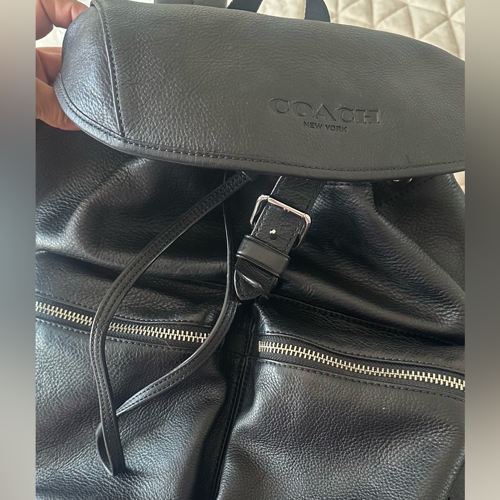 Coach Black Leather Men's Backpack